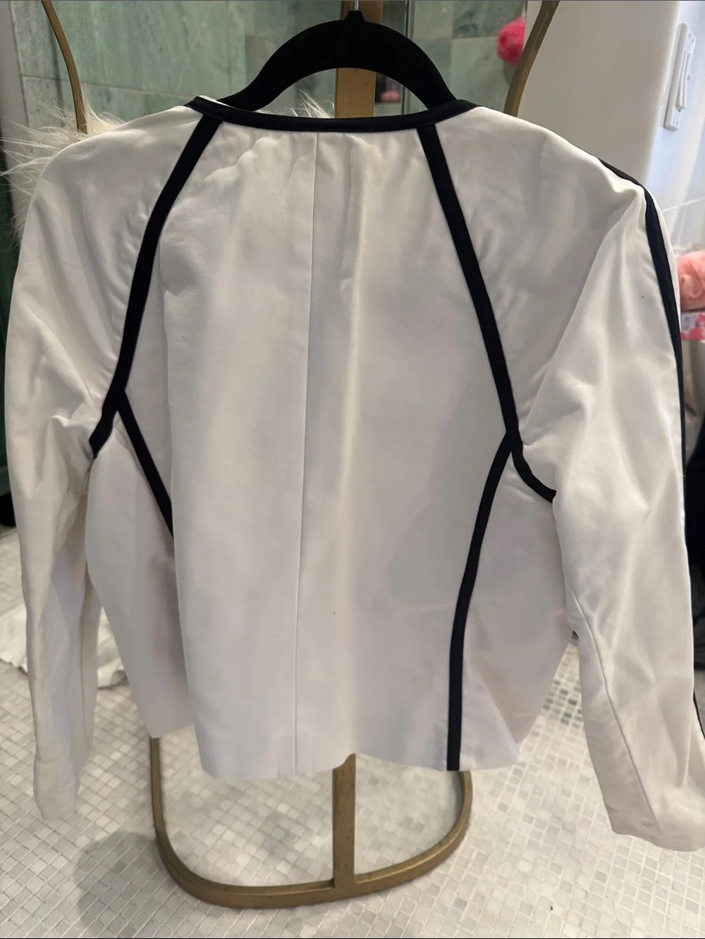 Michael Kors White Jacket with Black Contrast Piping